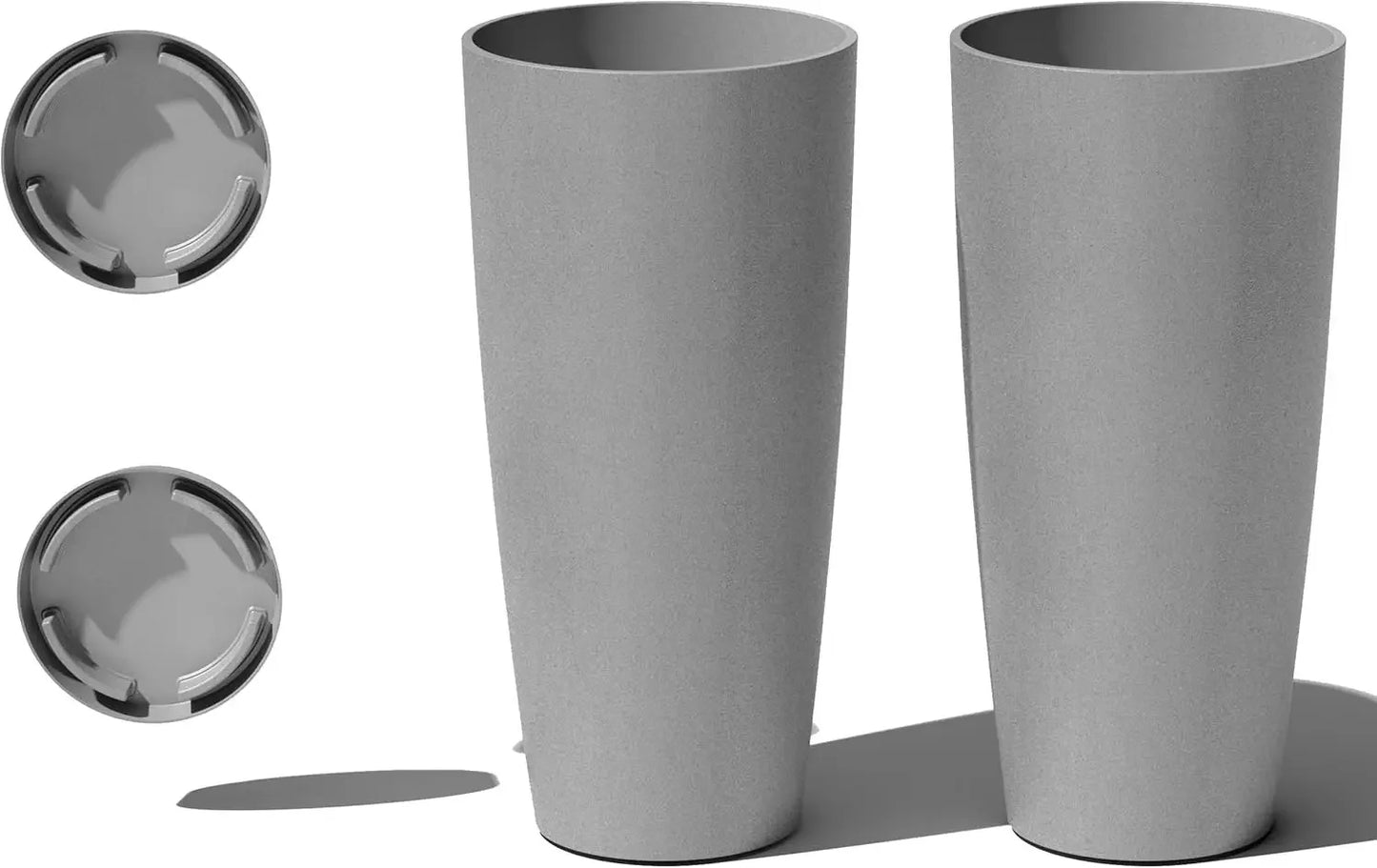 Round Plastic Stone Planter With Drainage Holes Indoors Outdoors