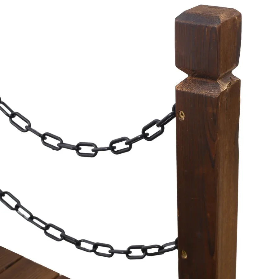Wooden Garden Bridge Arc Footbridge With Chain Railings