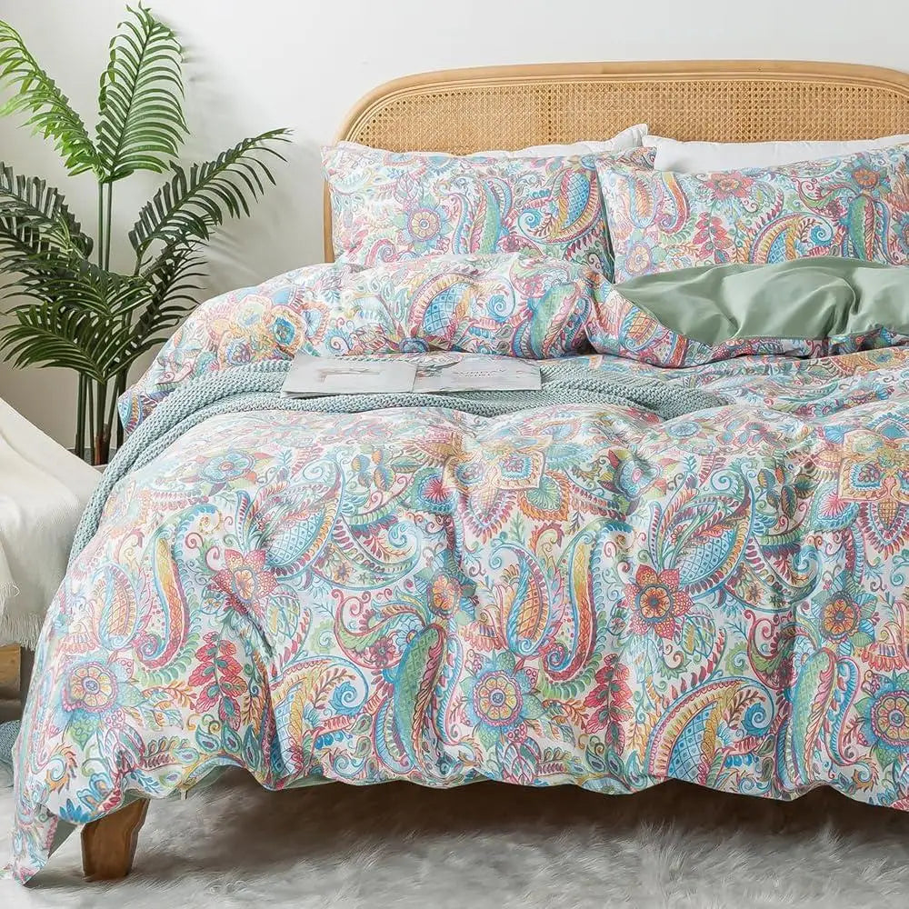 DUTRIEUXCN Cotton Paisley Duvet Cover Set Bedding Soft
