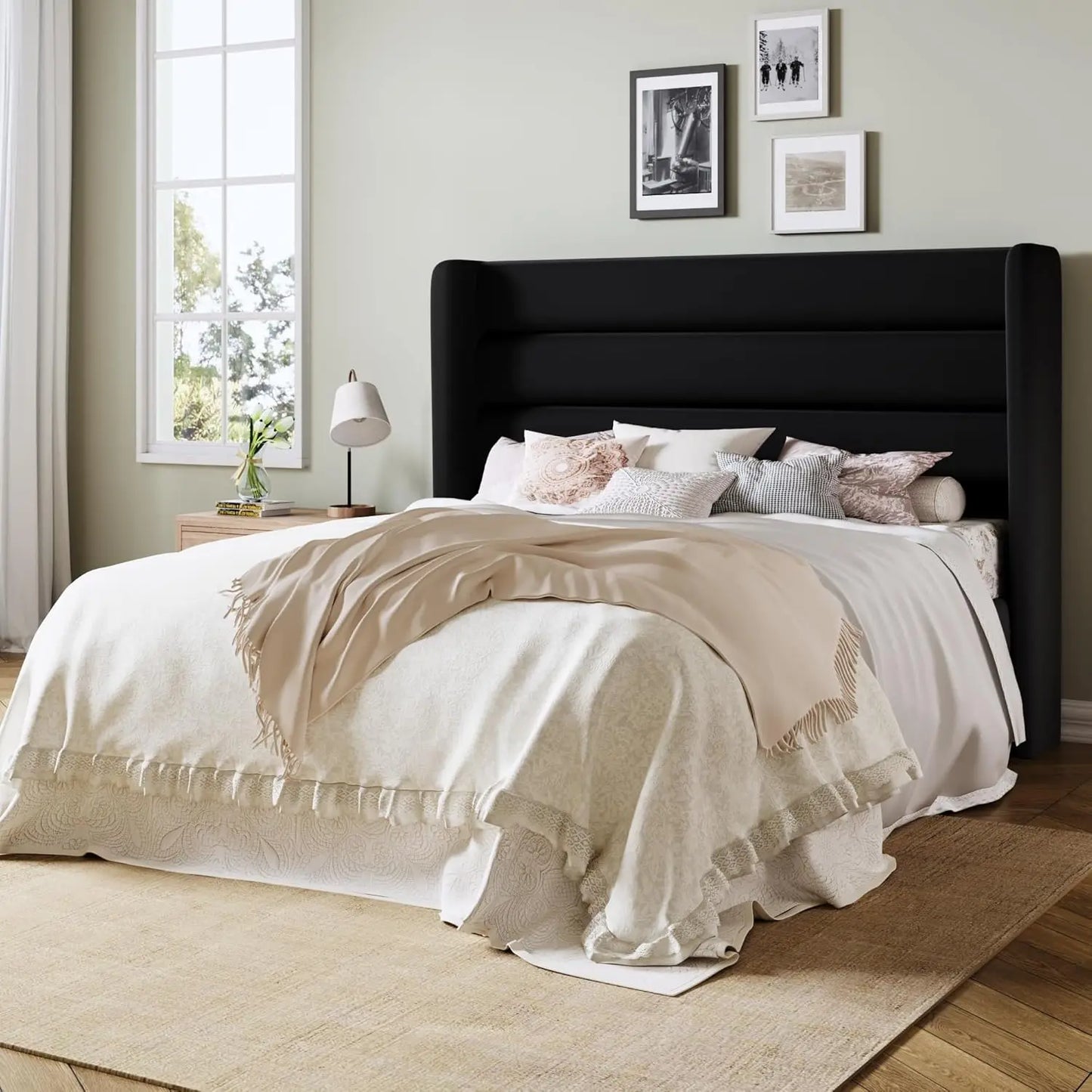 Queen Velvet Wingback Bed Frame With Under Bed Storage