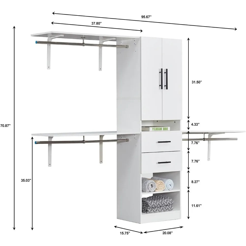 ZHIYONG Premium Modular FreeStanding Closet Organizer Storage System With Drawers