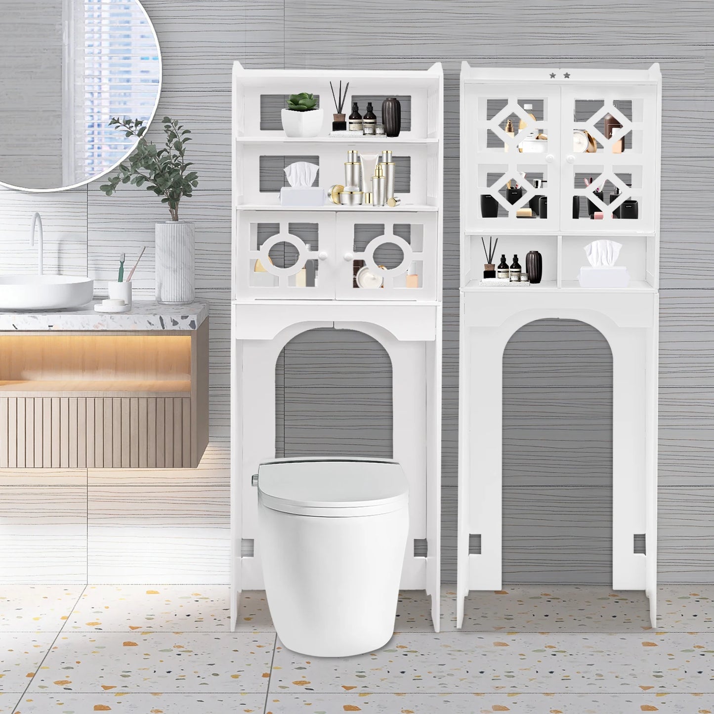 Over The Toilet Four Tier Bathroom Storage Cabinet