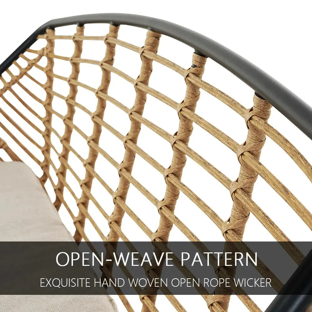 General Outdoor Wicker 5 Piece Patio Conversation Set