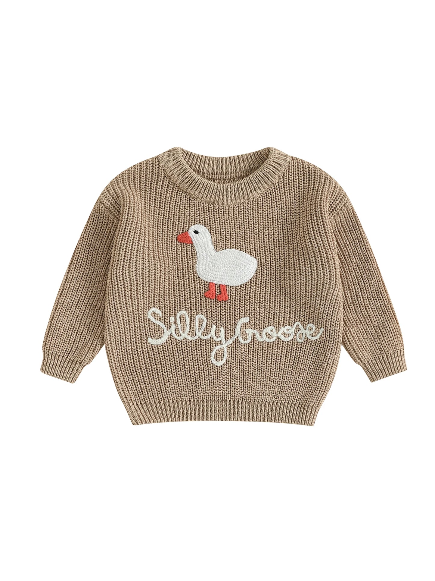 Infant Toddler Duck Sweater Unisex Embroidered Crewneck Knit Top