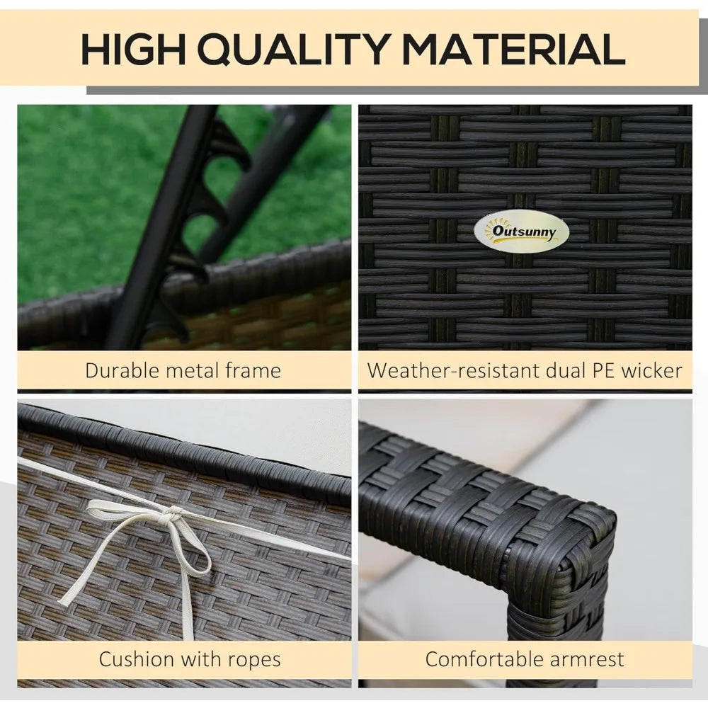 Huanzhuang Wicker Chaise Lounge Chair 4 Position Backrest