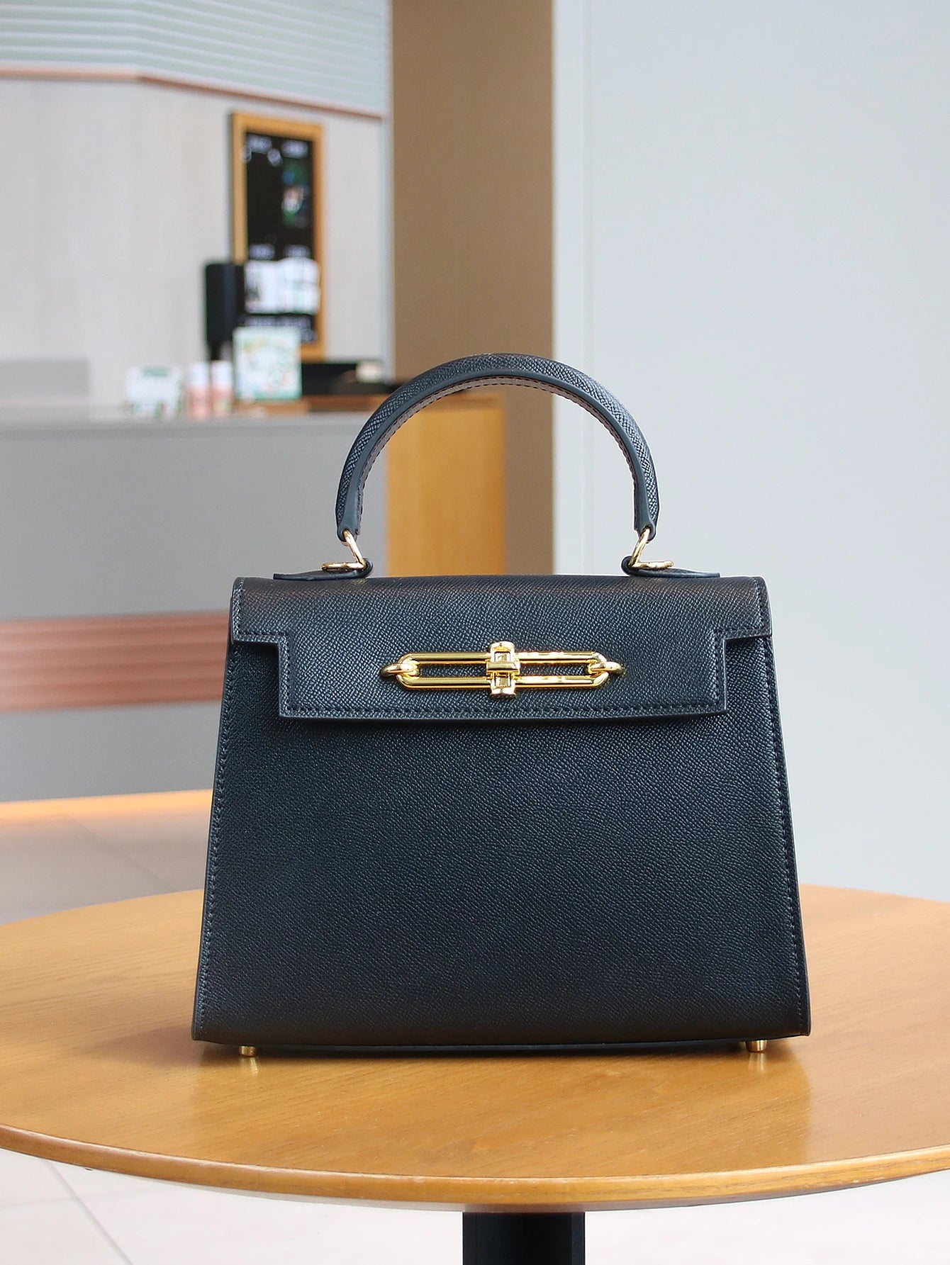 NONECN Palm Print Leather Handbag for Women Portable Luxury