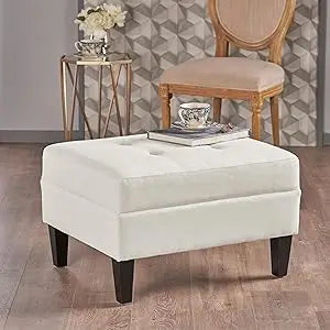 DAFIFY 3-in-1 Foot Stool Ottoman End Table Padded Fabric Upholstery