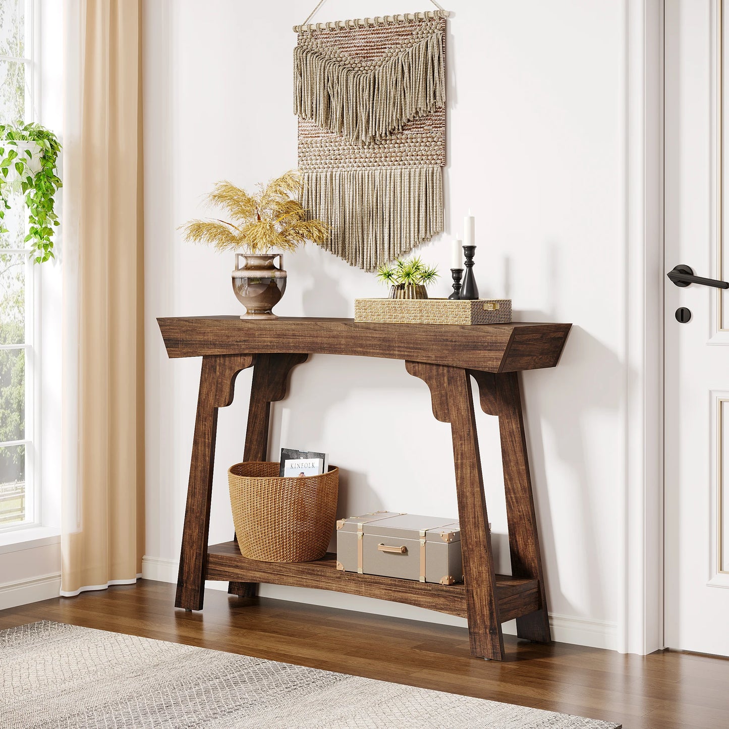 Tribesigns Wood Console Table For Entryway With Storage Shelf