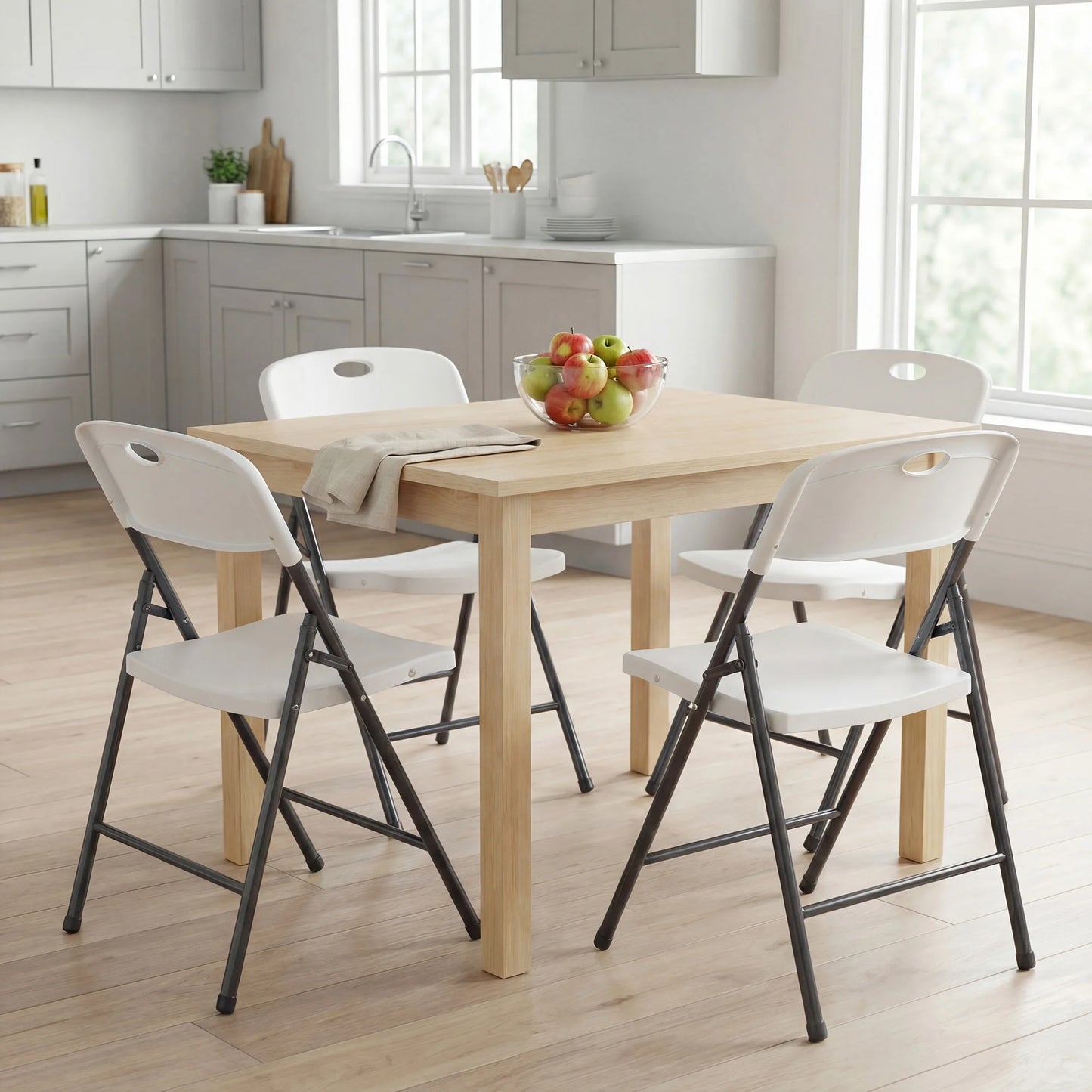 JHK Stackable Folding Chairs Set Heavy Duty Ergonomic Back Support