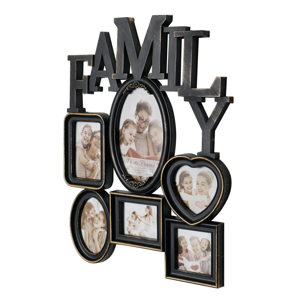 XMSJ Family Distressed Photo Collage Frame Holds Six Pictures