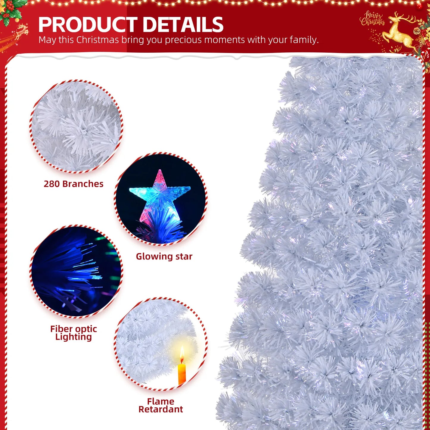 Pre-Lit LED Fiber Optic Artificial Christmas Tree PVC Stand