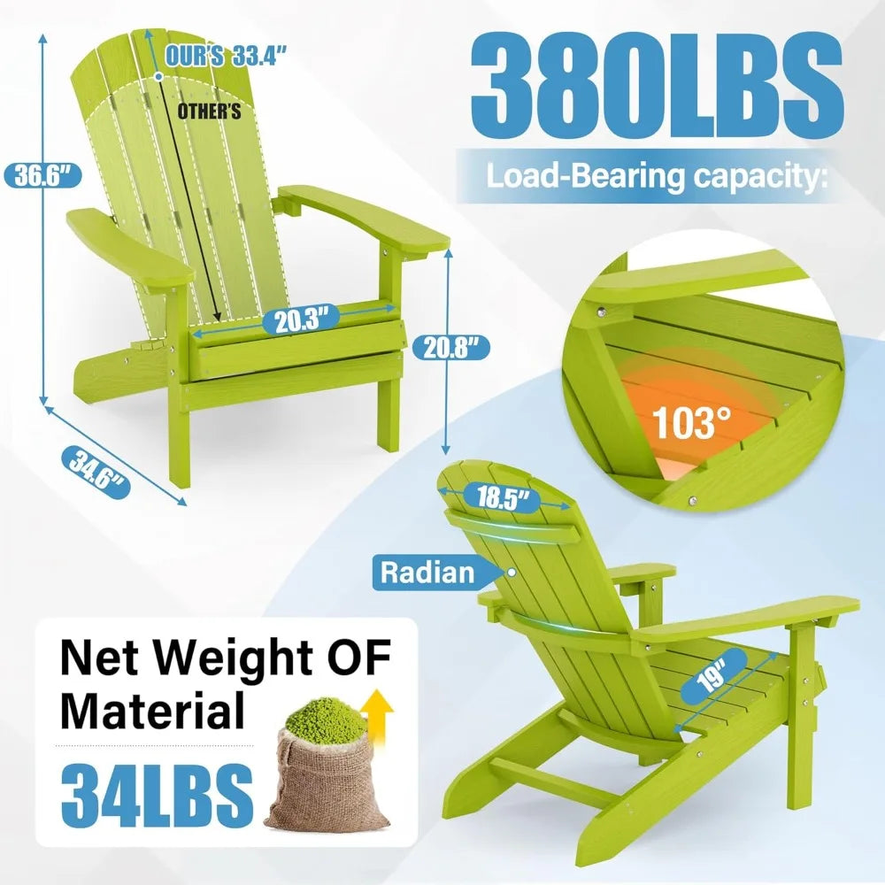 HUANZHUANG Adirondack Chairs 2 Pack Plastic Outdoor Chairs