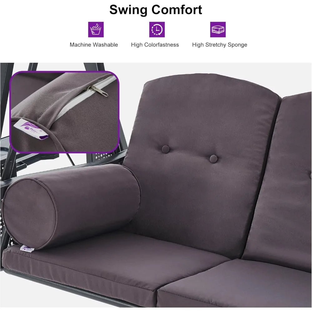 Outdoor Patio Swing With Adjustable Canopy And Cup Holders