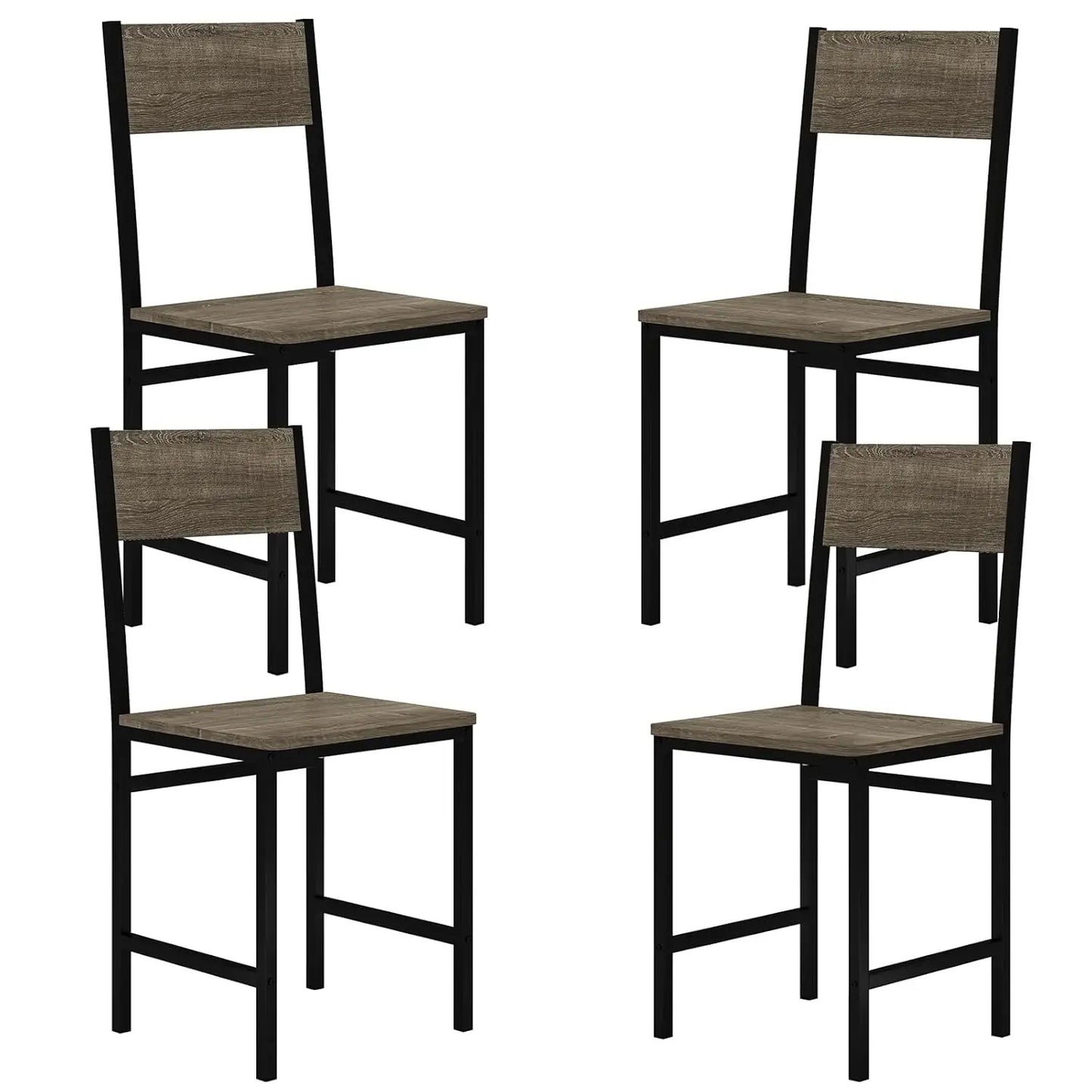 Industrial Dining Chairs Set Of 4 With Metal Legs And Rustic Wood Grain