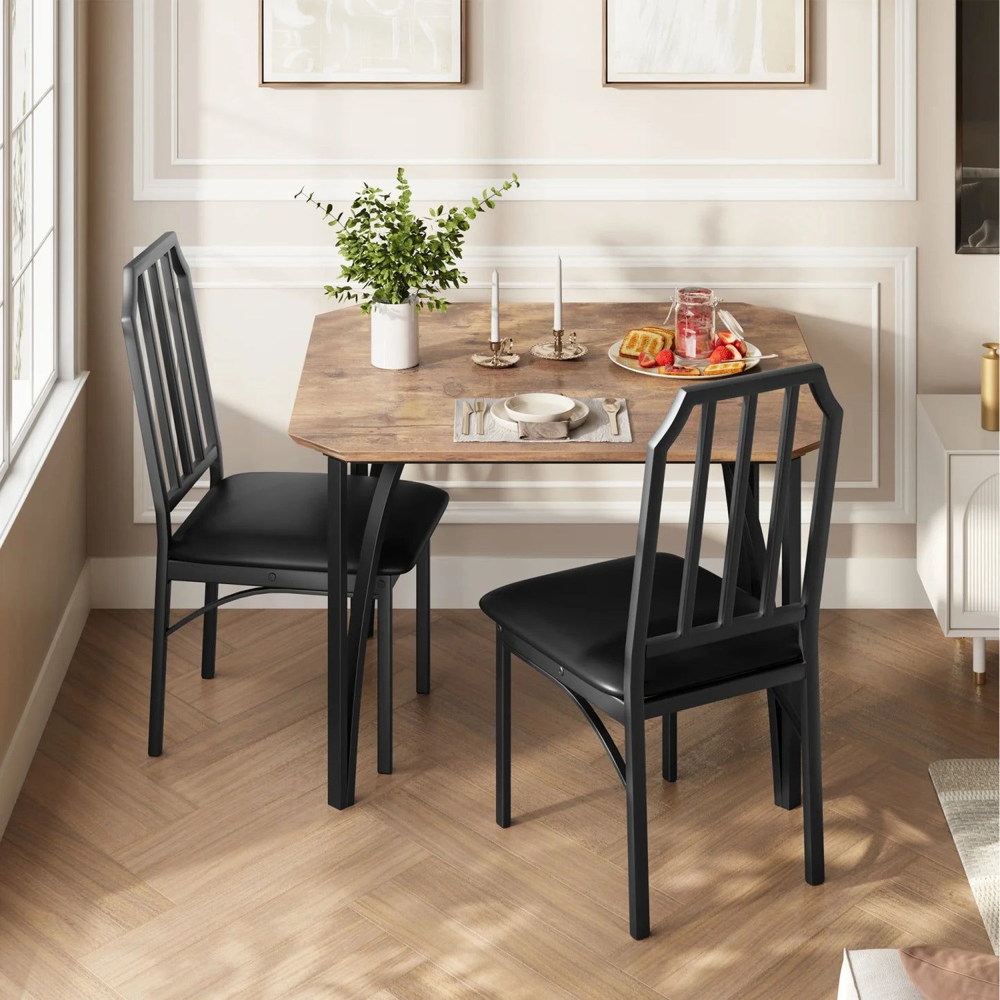 HiMISS 3-Piece Dining Table Set for Two with Upholstered Chairs