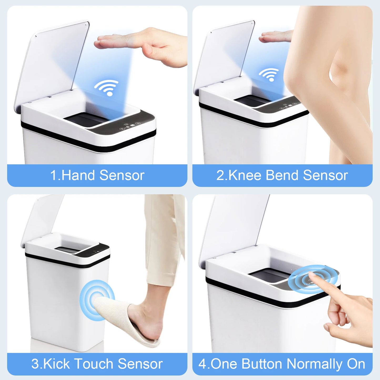 Dual Compartment Automatic Touchless Trash Can With Sensor Lid For Bathroom Bedroom Kitchen