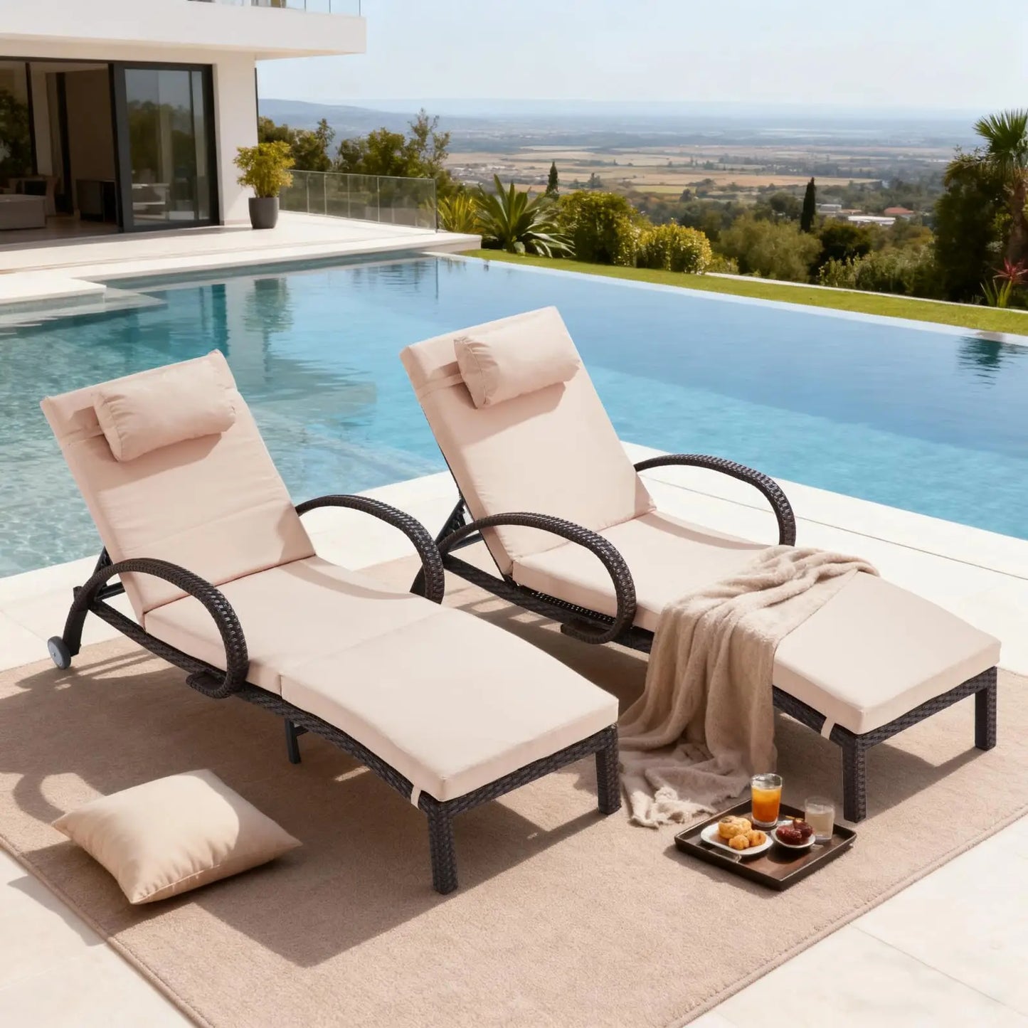 ZHENDAI Outdoor Pool Lounge Chairs With Adjustable Back