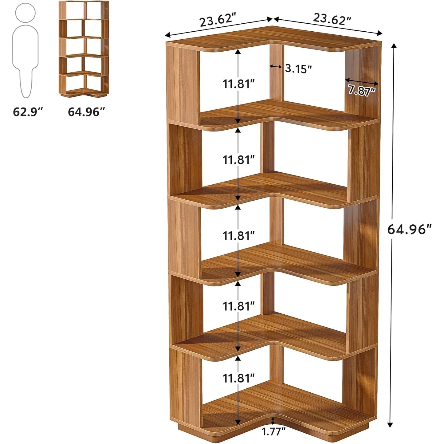 Little Tree Corner Bookshelf Industrial L Shaped Anti Drop Panel