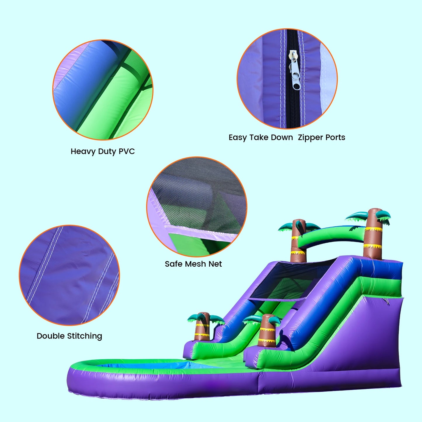 RTS Inflatable Tropical Water Slide Bounce House for Kids