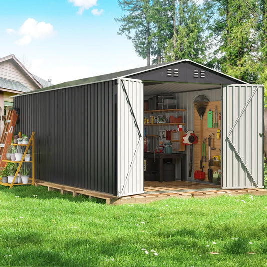 Polar Aurora Outdoor Waterproof Metal Storage Shed With Upgraded Frame