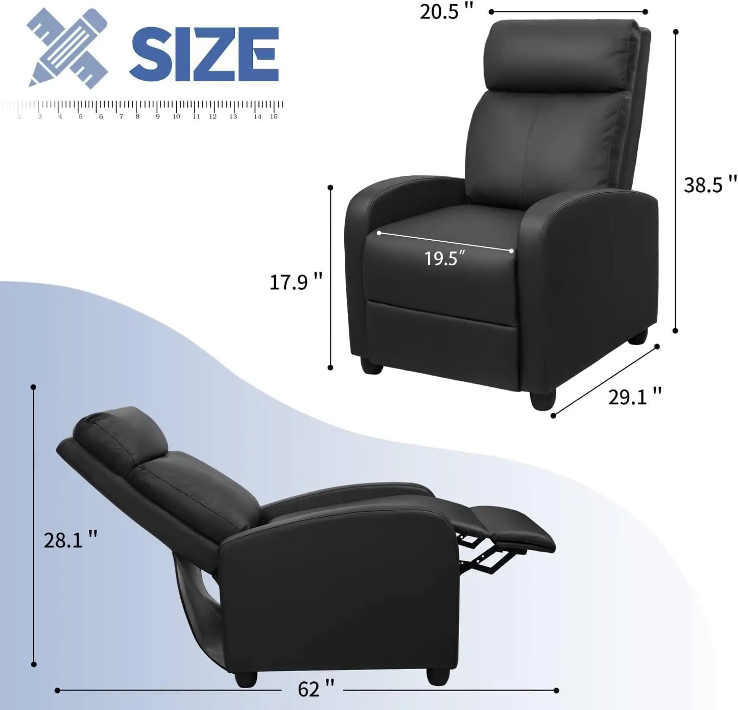Winback PULeather MassageRecliner Chair Adjustable Premium Luxurious HomeTheater Comfort Sofa