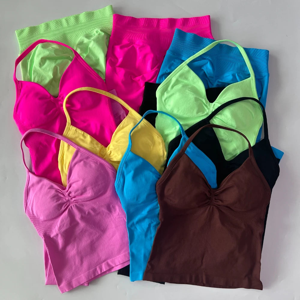Seamless Gym Set Women Tank Top High Waist Leggings Workout