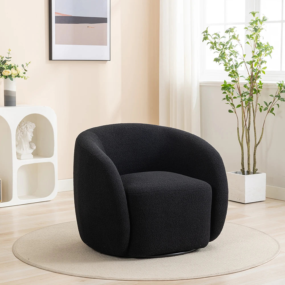 SEYNAR Velvet 360 Degree Swivel Accent Armchair Upholstered Round Barrel