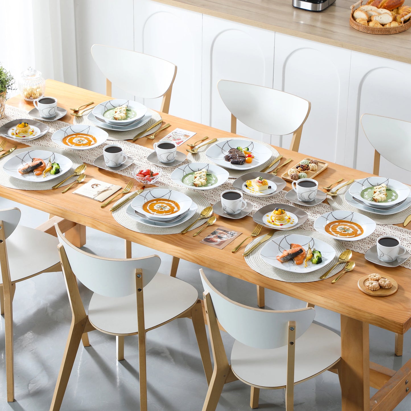 MALACASA 30 Piece Porcelain Dinnerware Set With Plates Cups Saucers