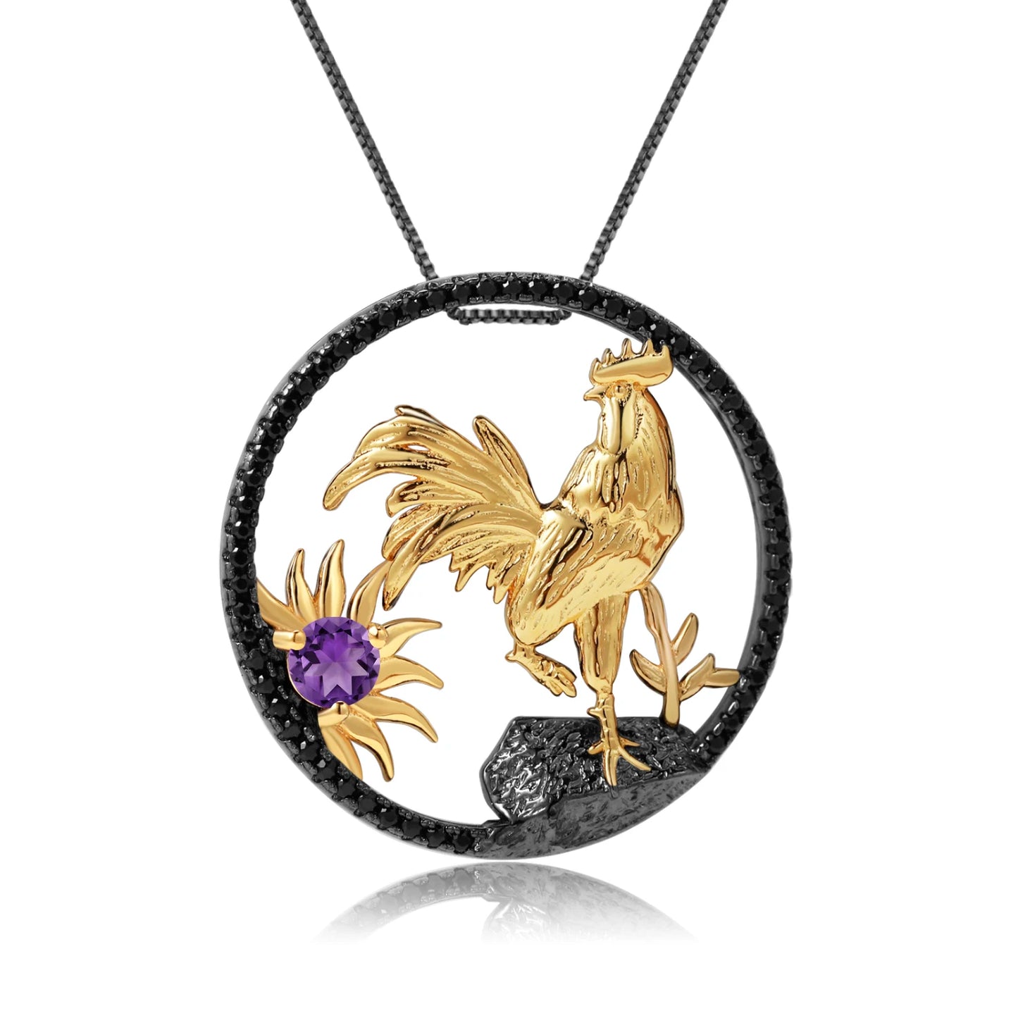 Gem's Ballet 925 Sterling Silver Dragon Pendant Necklace Topaz