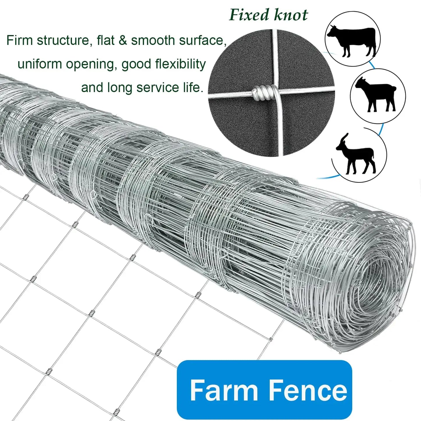 Galvanized Field Fence For Livestock, Deer And Goats, Heavy Duty