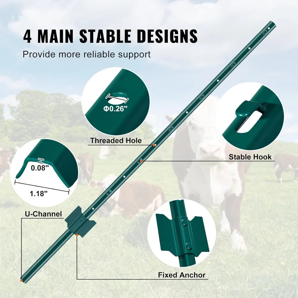 U-Channel Metal Fence Posts With Zip Ties And Clips