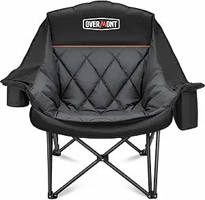 Heavy-Duty Padded Folding Camping Chair Cup Holder Side Pocket