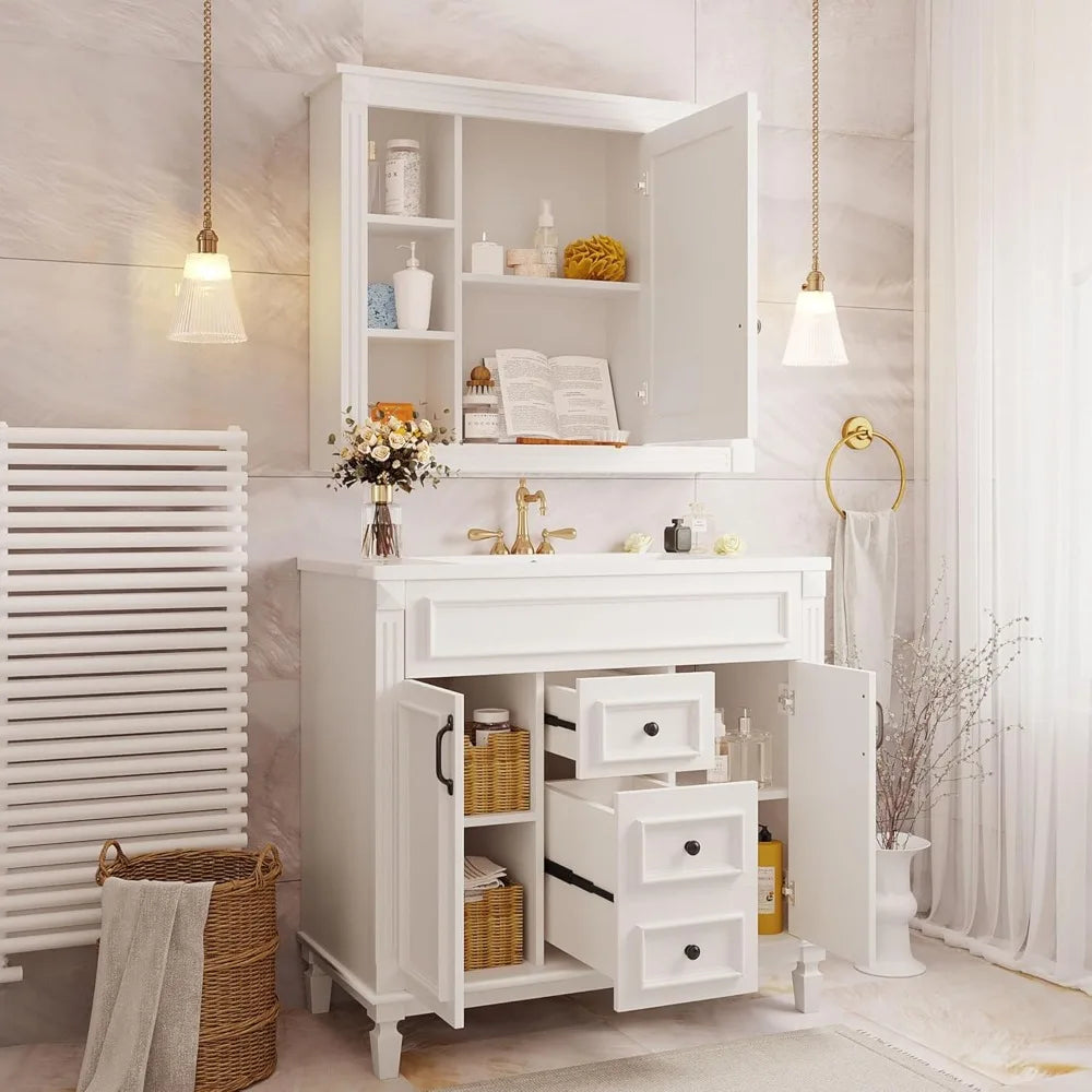 ZHUXIANG Freestanding Bathroom Vanity Medicine Cabinet