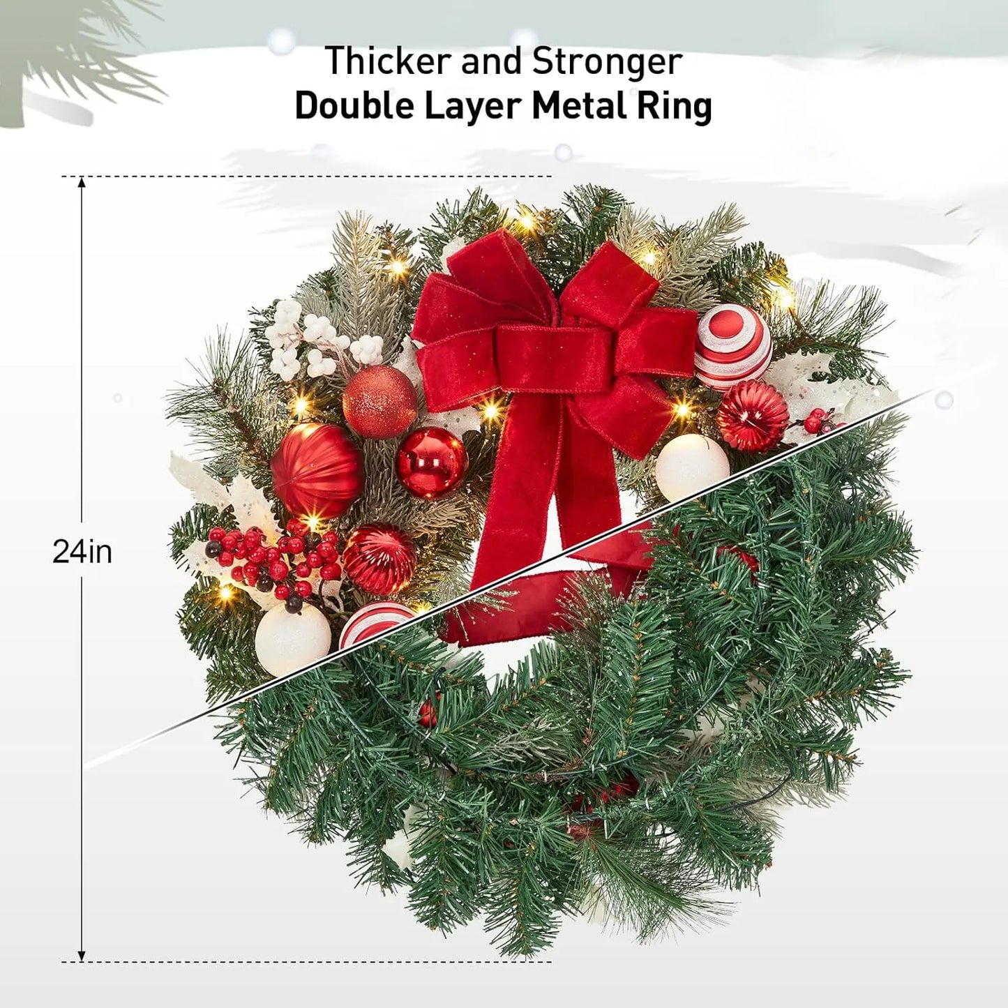 Guangdong Pre-Lit Christmas Wreath Battery Operated Lighted Ornaments