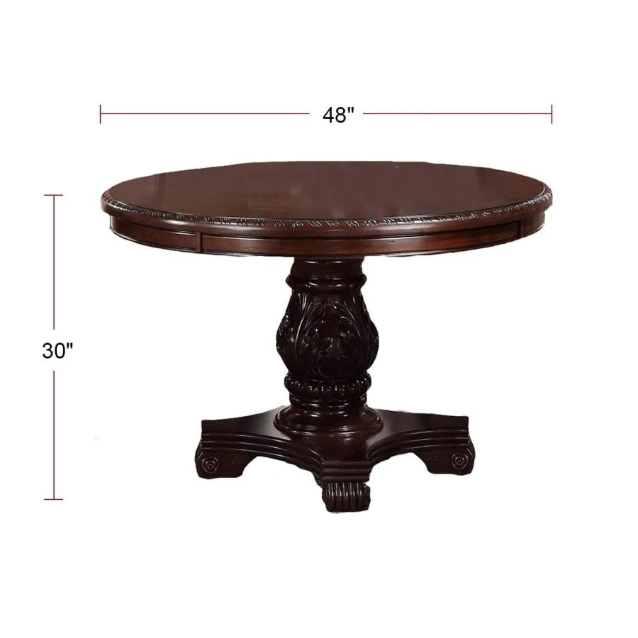 5-Piece Round Dining Set With Classic Table And Upholstered Chairs