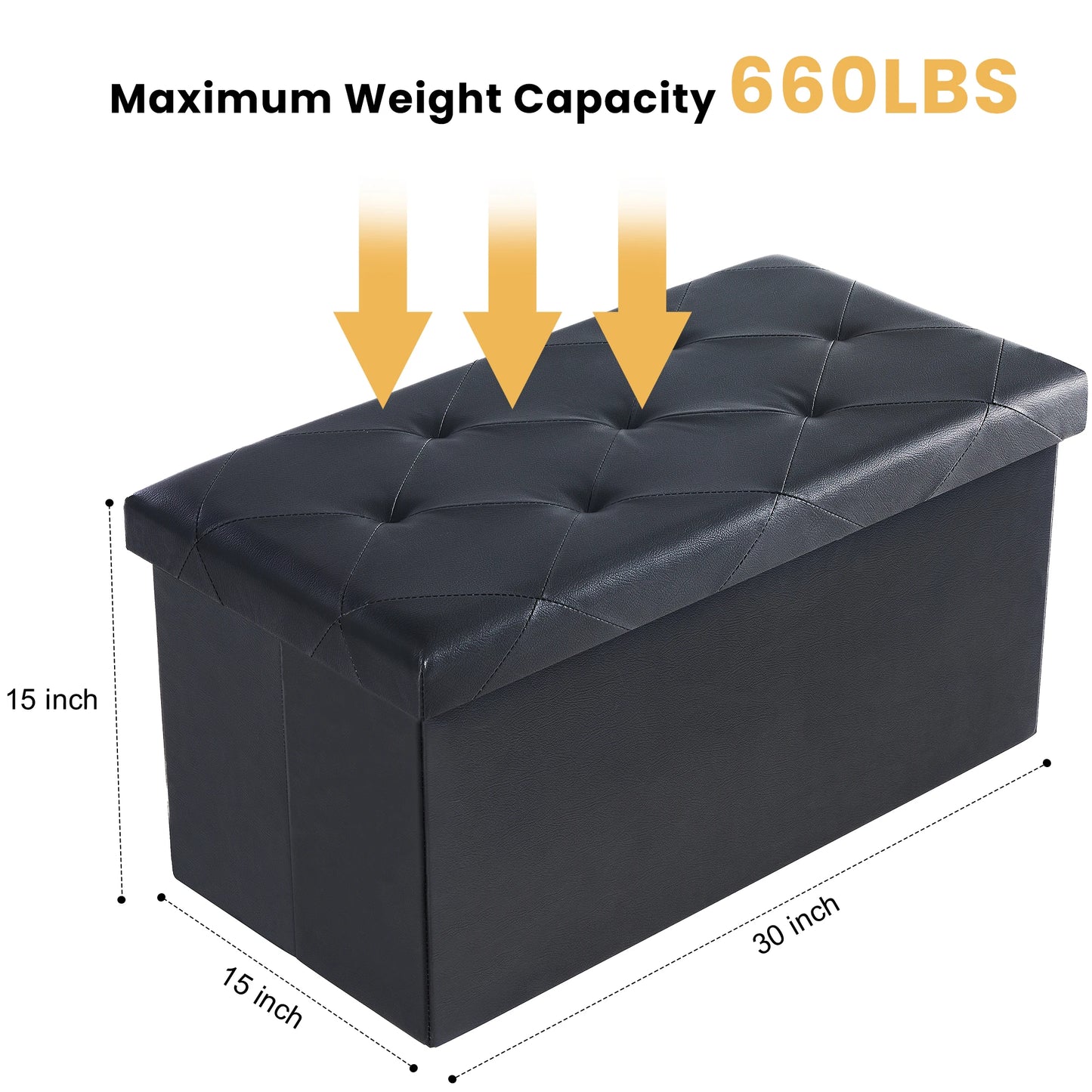 JHK Leather Storage Ottoman Bench With Toy Box Living Room
