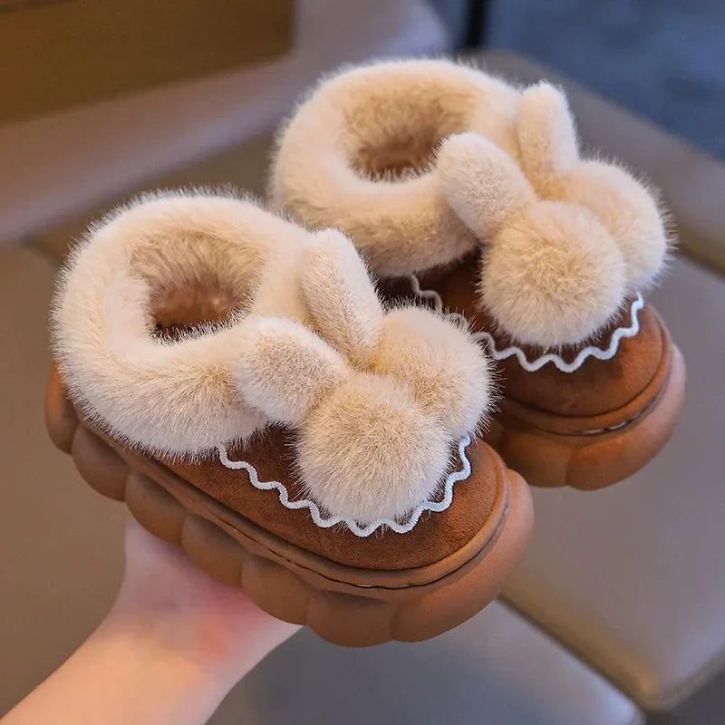 Kids Winter Cotton Slippers Slip On Soft Non Slip Soles