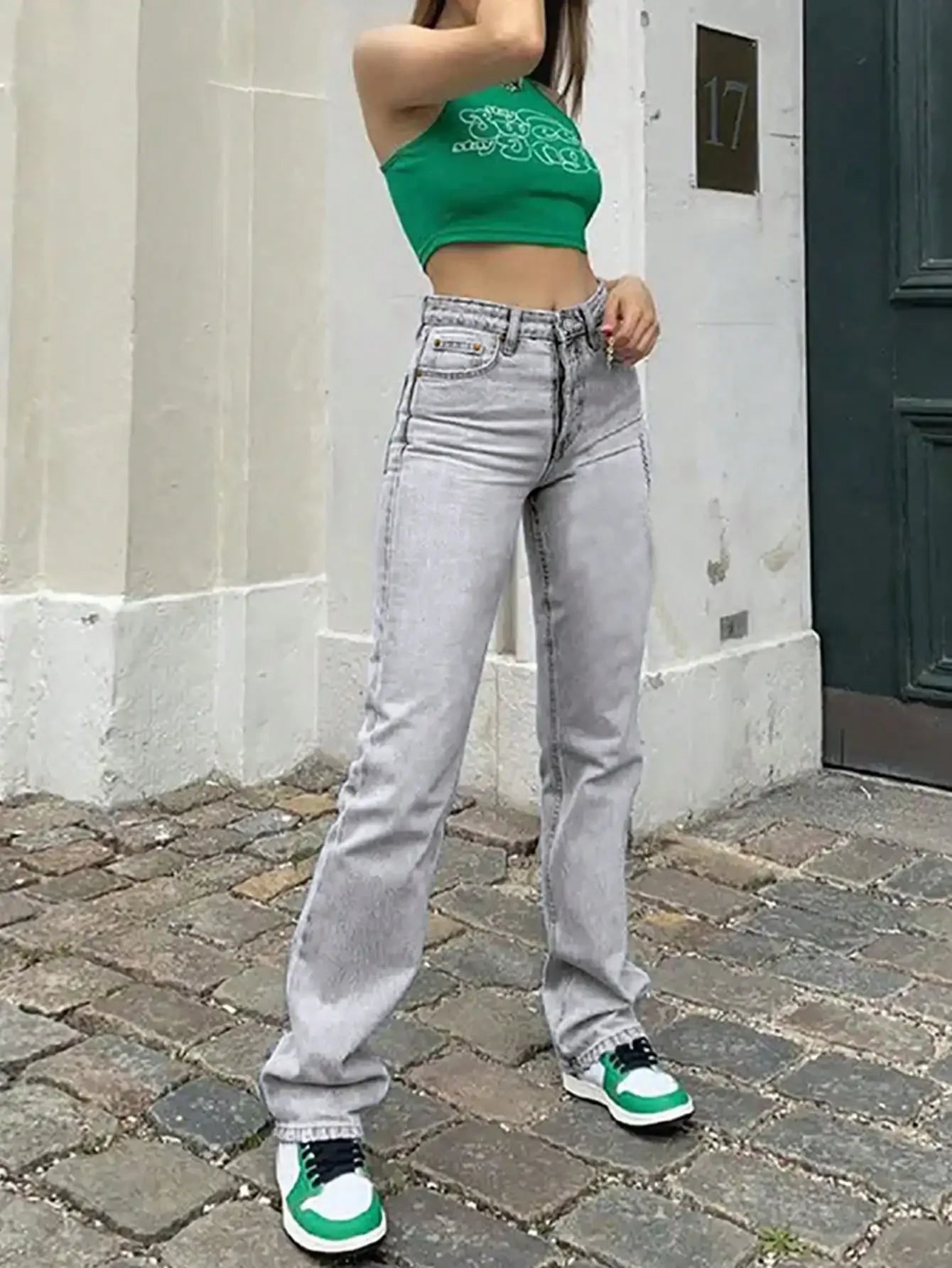 Women High Waist Stretch Straight-Leg Denim Jeans Classic