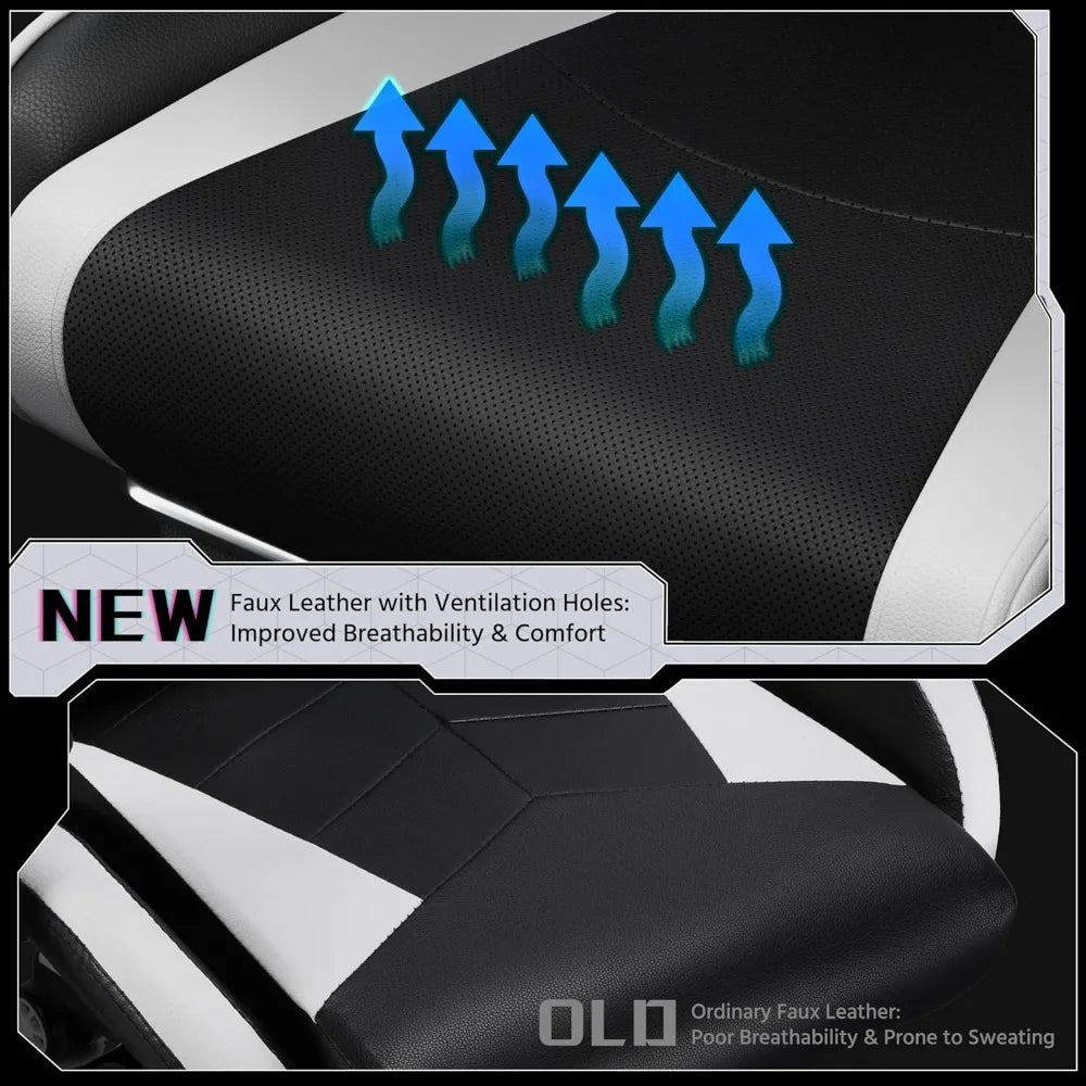 Ergonomics Gaming Chair With Swivel Seat And Headrest Massage Lumbar Support And Footrest