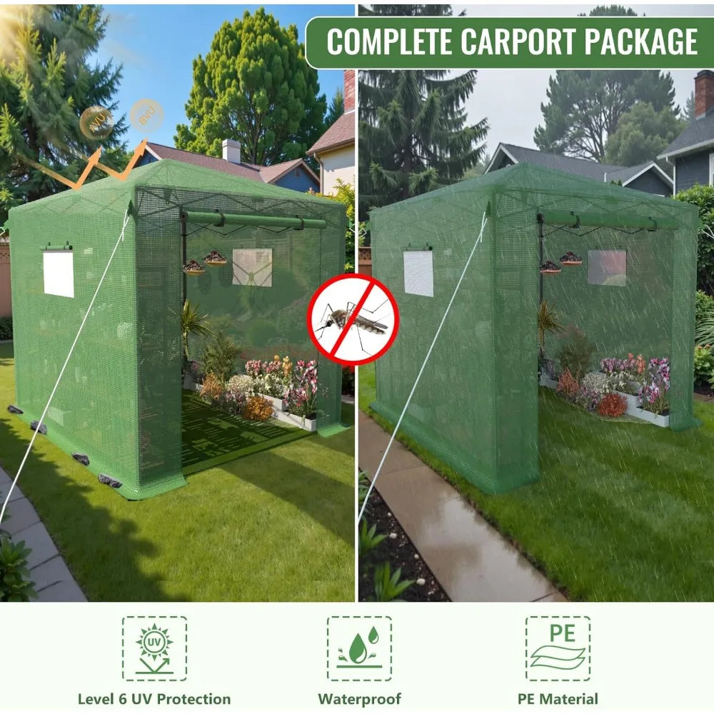 Portable Walk In Greenhouse With Roll Up Door