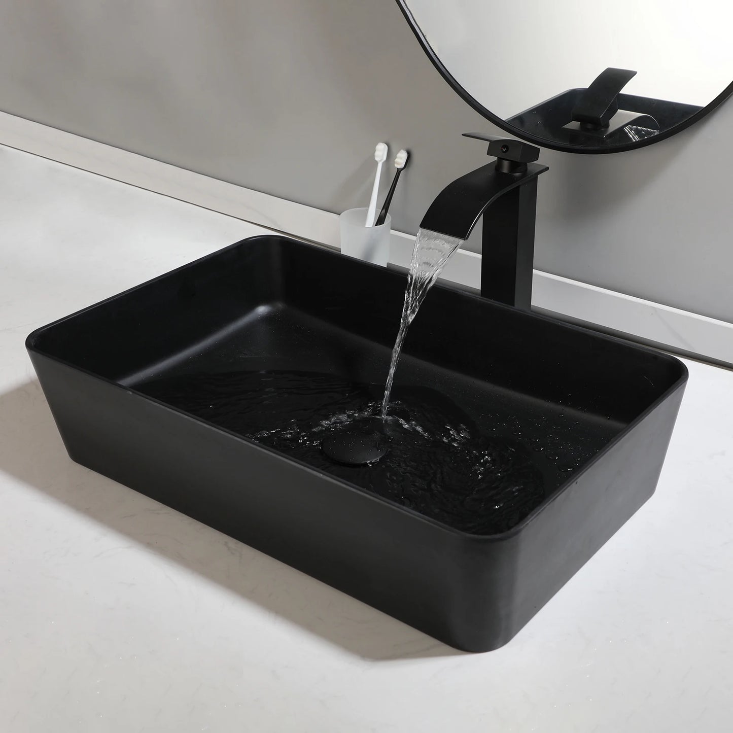 Yanksmart Bathroom Vessel Sink With Faucet Combo Above Counter