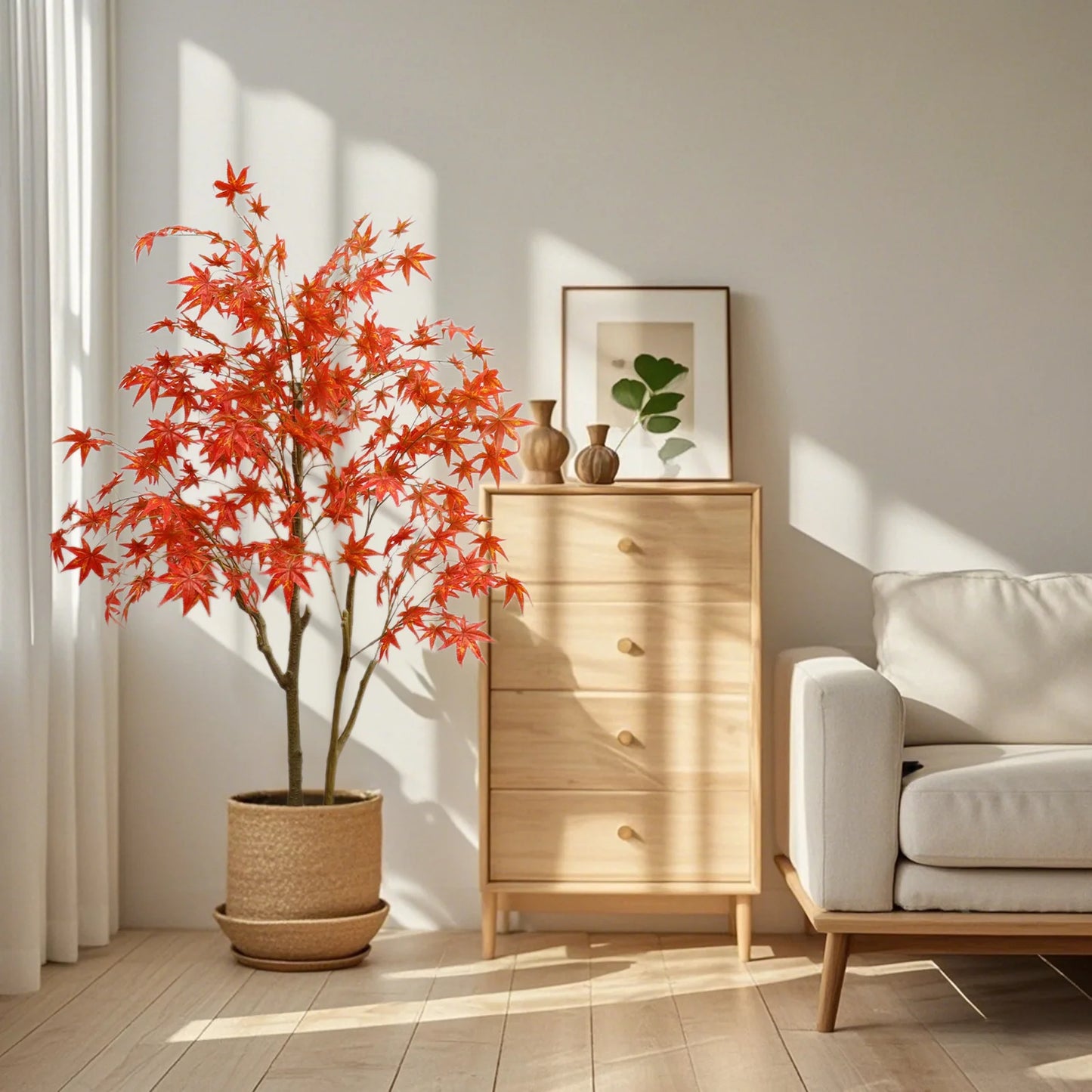 Twister Autumn Maple Artificial Tree In Pot Home Decor