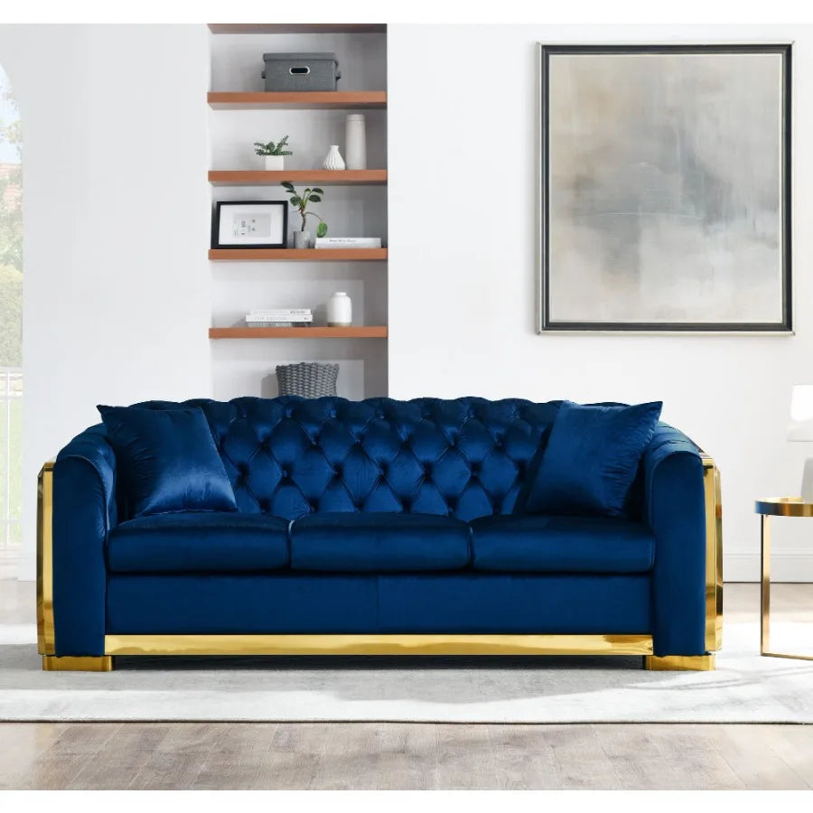 Hign-concerned Velvet Chesterfield Sofa Set For Living Room
