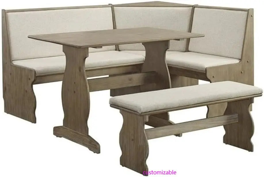 XMSJ Patio Conversation Dining Nook Set 3 Piece Furniture