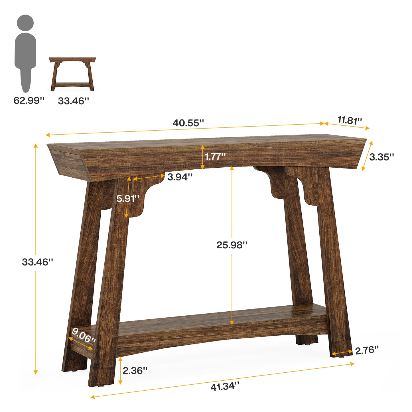 Tribesigns Wood Console Table For Entryway With Storage Shelf