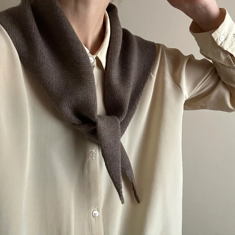 Australian Wool Knitted Triangle Scarf Shawl For Women Warm Winter