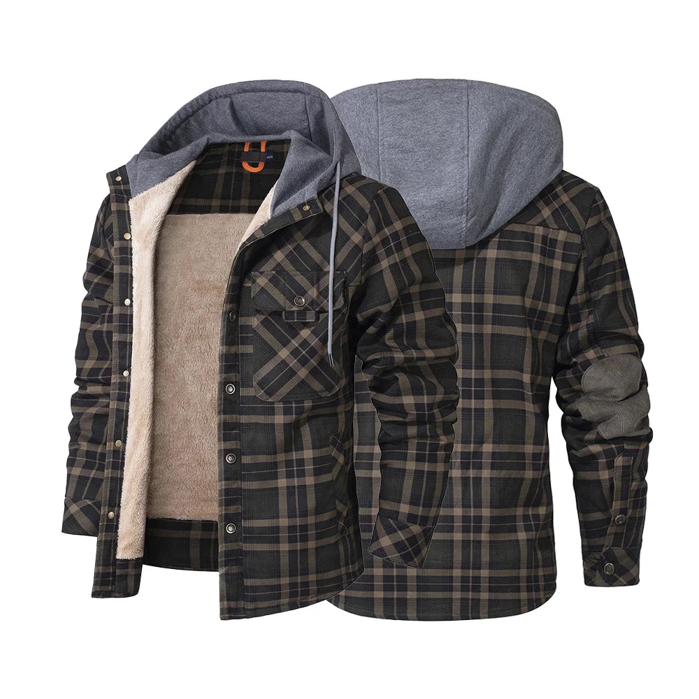 Fujian Men's Hooded Winter Jacket Sherpa Lined