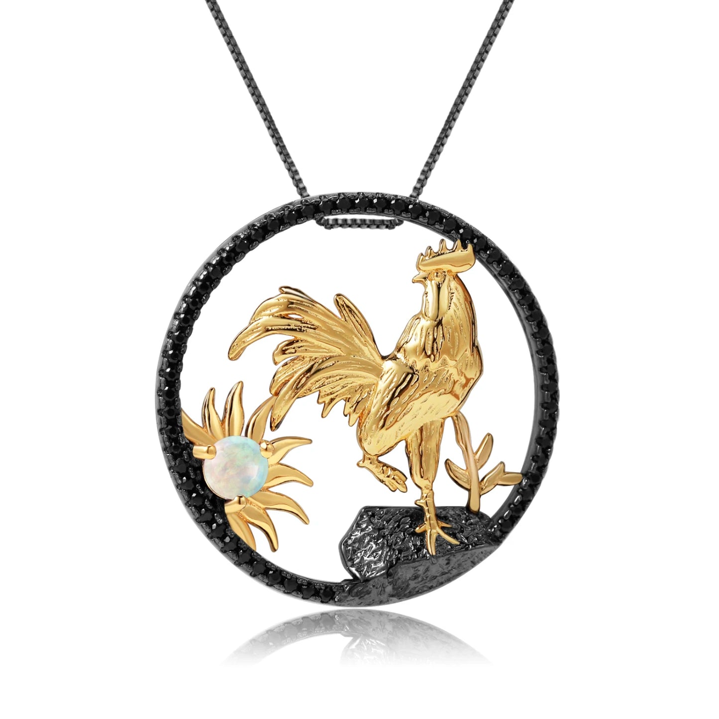 Gem's Ballet 925 Sterling Silver Dragon Pendant Necklace Topaz