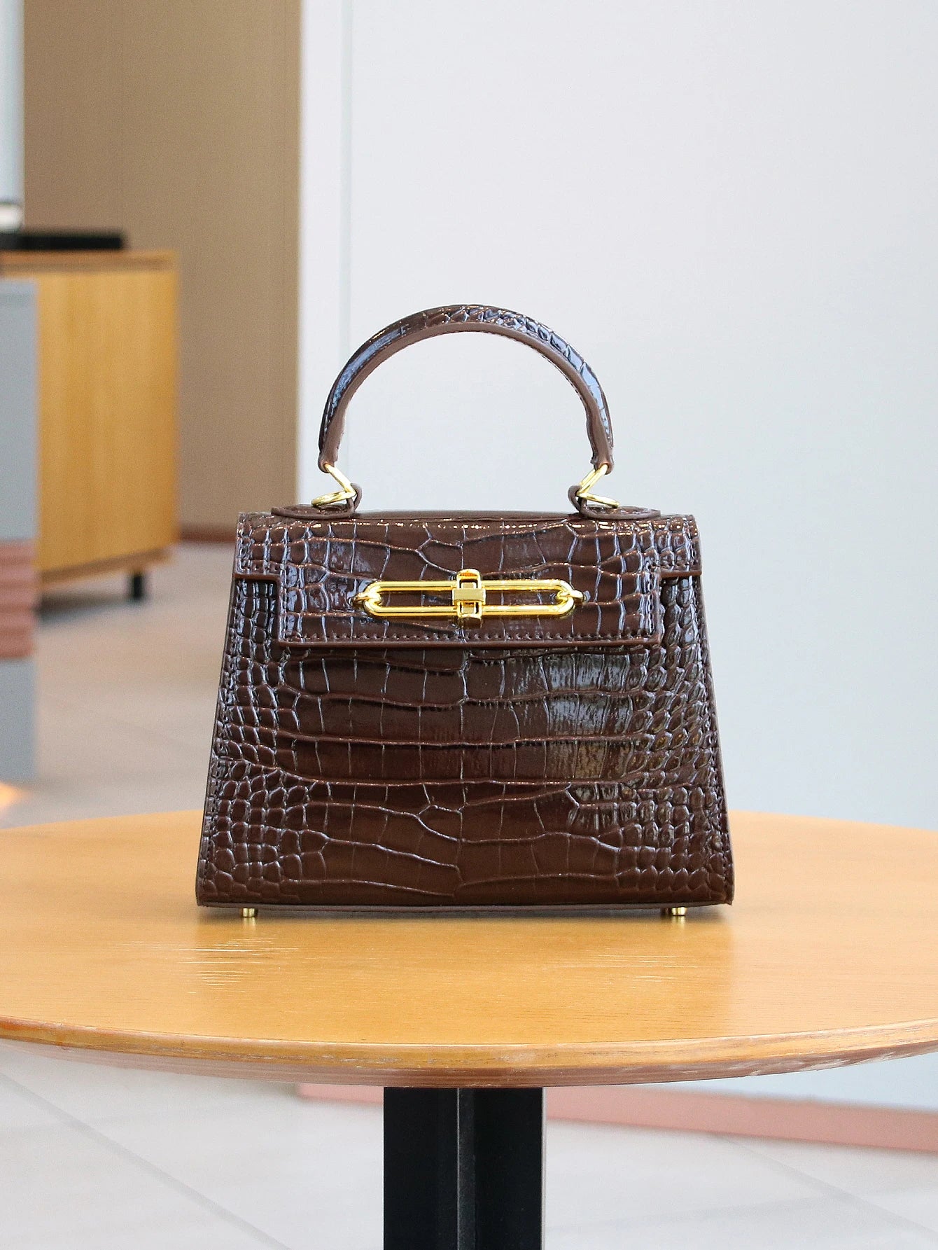NONECN Crocodile Pattern Fashion Handbag Light Luxury Work Bag