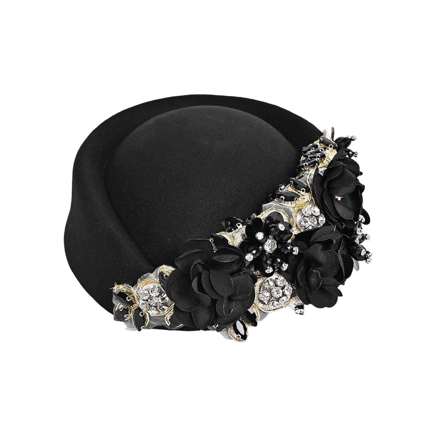 NONECN Vintage Pearl-Embellished Beret Hat for Women Classic French Style